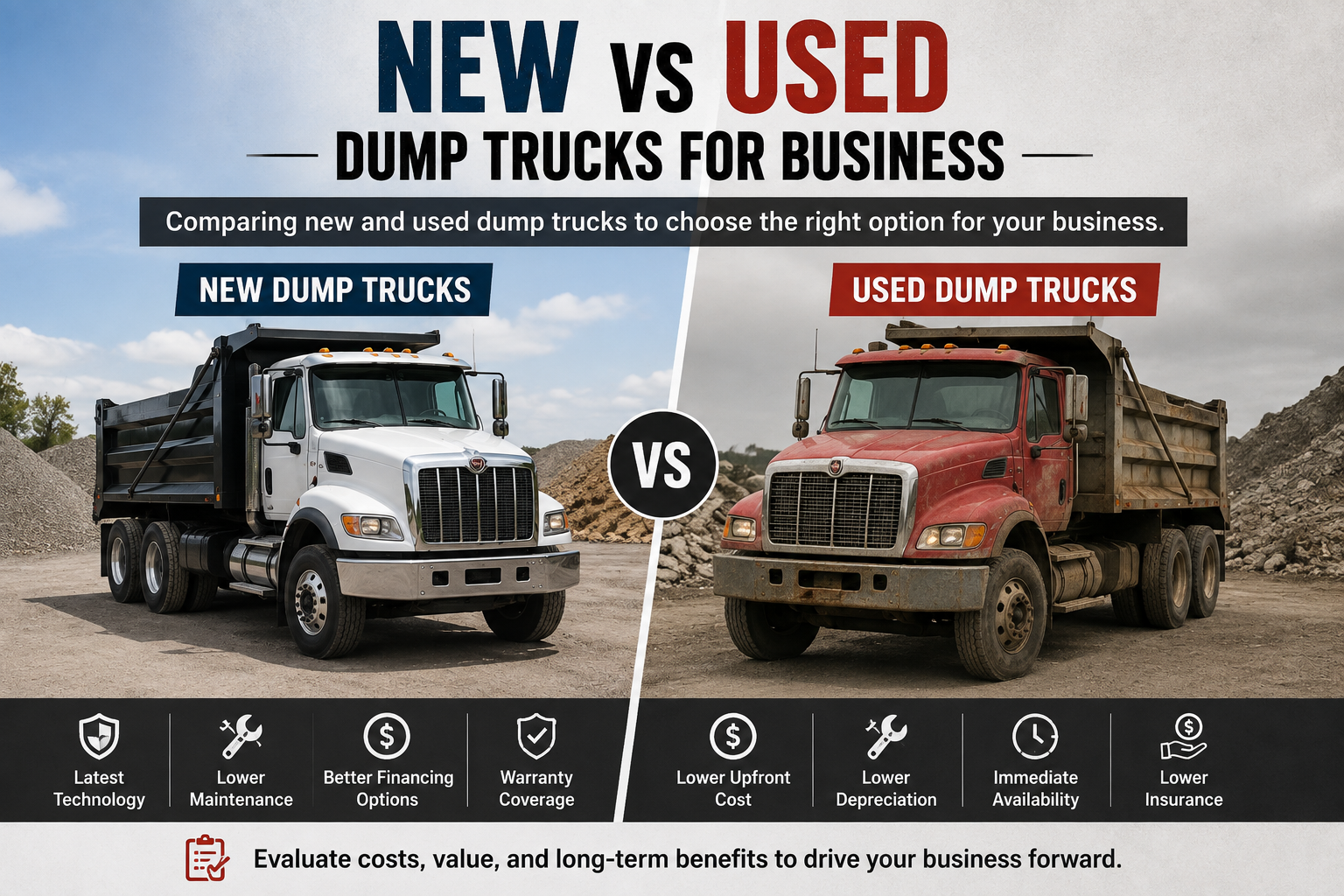 New vs used dump trucks for business